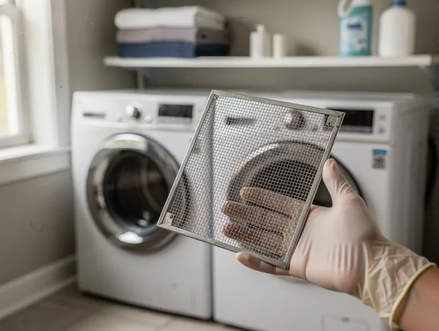 Duarte Dryer Vent Cleaning specialist performing detailed lint trap cleaning service in Duarte