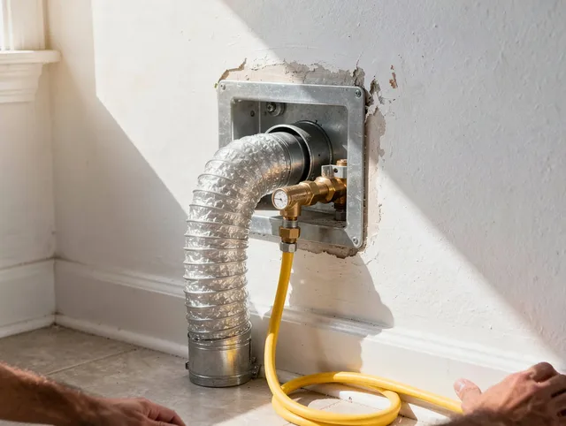 Duarte Dryer Vent Cleaning certified technician performing specialized gas dryer vent cleaning in Duarte